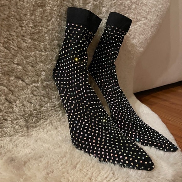 Rhinestone Sock Booties NWOT - Picture 3 of 6